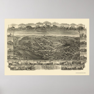 Pôster Mohnsville, mapa panorâmico do PA - 1898