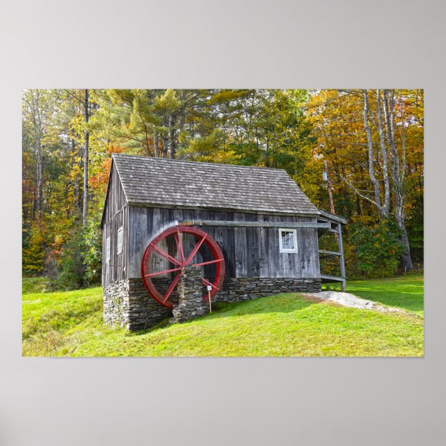 Poster Moinho de Grãos Antigo de Vermont (Frente)