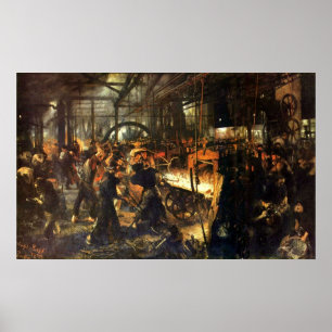Pôster Moinho de rolamento de Adolph von Menzel Ferro