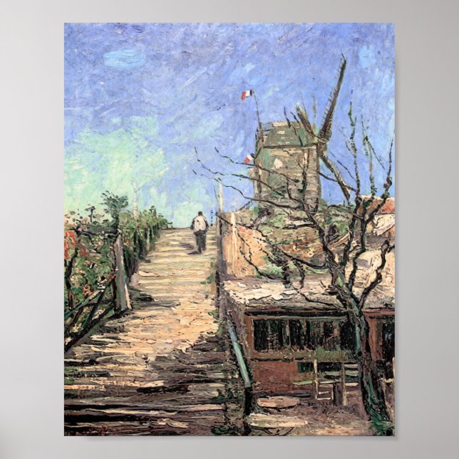 Poster Moinho de vento de Van Gogh em Montmartre (Frente)