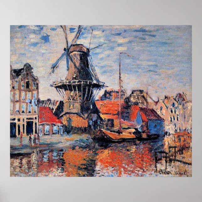 Poster Moinho de vento no Canal Onbekende, Amsterdã, (Frente)