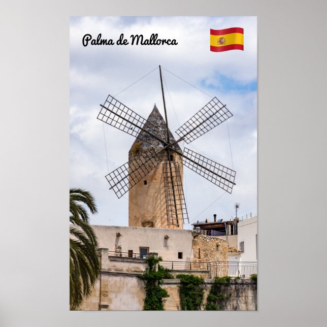 Poster Moinho de vento tradicional em Palma de Maiorca -  (Frente)