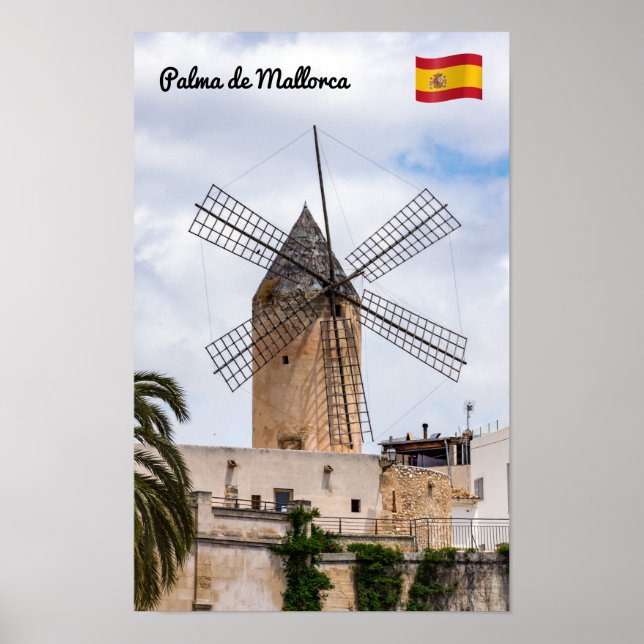 Poster Moinho de vento tradicional em Palma de Maiorca -  (Frente)