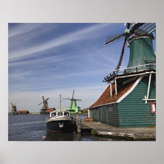 Poster Moinho de vento, Zaanse Schans, Holanda, Países Ba (Frente)