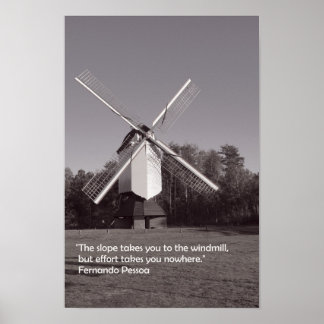 Poster Moinho monocromático e citação inspiradora