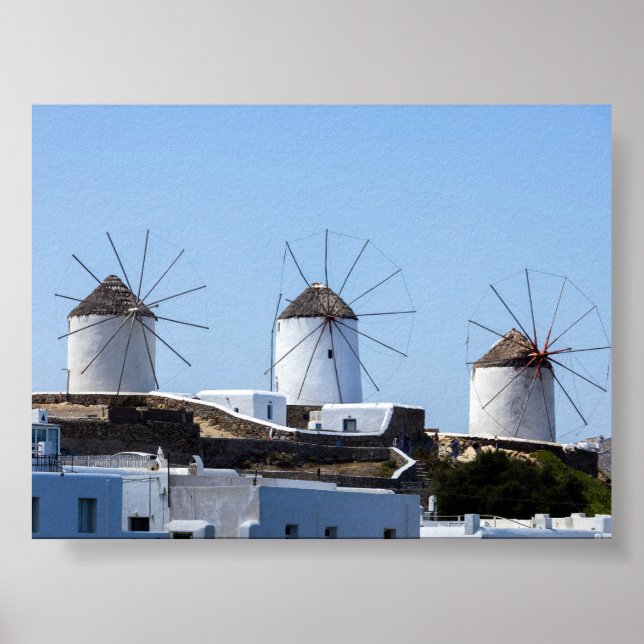 Poster Moinhos de vento de Mykonos (Frente)