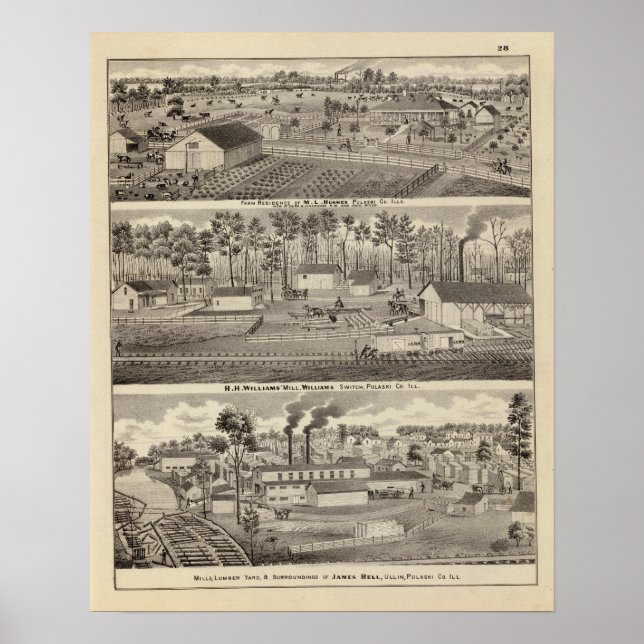Poster Moinhos e pátios de madeira (Frente)