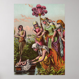 Pôster Moisés De Bebê Em Uma Cesta