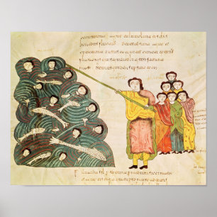 Pôster Moisés fechando o Mar Vermelho sobre os egípcios