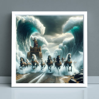 Poster Moisés parting the Red Sea Bíblia Verse Art, Êxodo