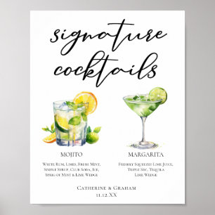 Poster Mojito Margarita Signature Cocktails Menu Casament