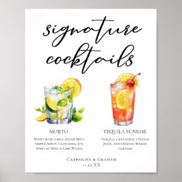 Poster Mojito Tequila Sunrise Menu Cocktails