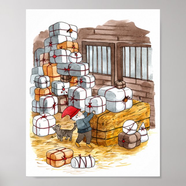 Poster Mola de Natal Tradicional para o Tomten Sueco (Frente)