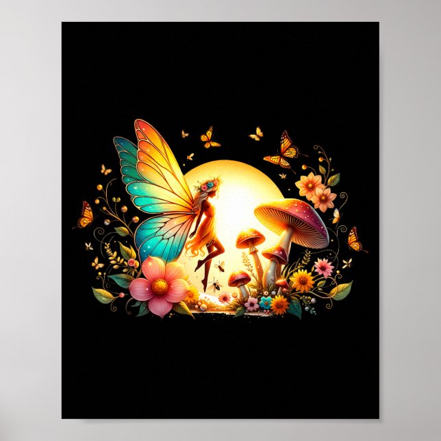 Poster Mola Flor de Borboletas Mágicas de Fada da Primave (Frente)