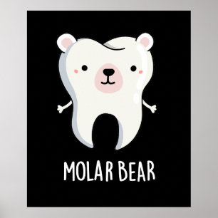Poster Molar Bear Engraçado Tooth Escuro BG