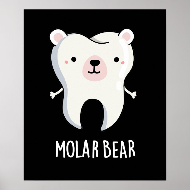 Poster Molar Bear Engraçado Tooth Escuro BG (Frente)