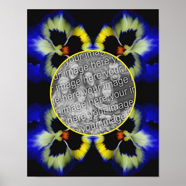 Poster Moldura Azul Pansy Flower Crie sua própria foto (Frente)