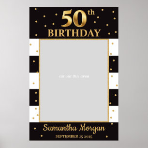 Poster Moldura de adereço de foto dourada e preta de 50º