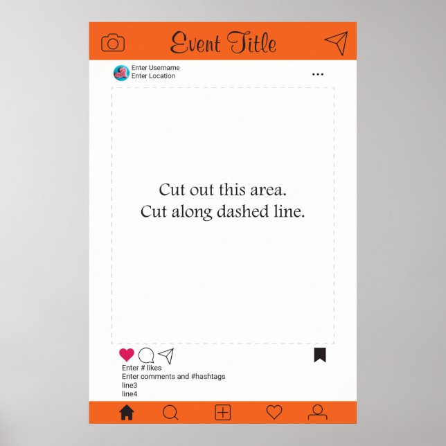 Poster Moldura de Adereços para Fotocabinê Design de Post (Frente)