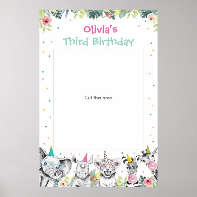 Poster Moldura de Cabine de Fotos de Menina Safari de Ani (Frente)