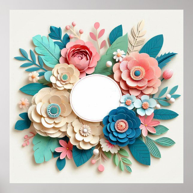 Poster Moldura de casamento floral (Frente)