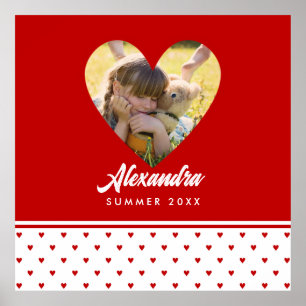 Poster Moldura de Coração Vermelho com Foto Personalizada