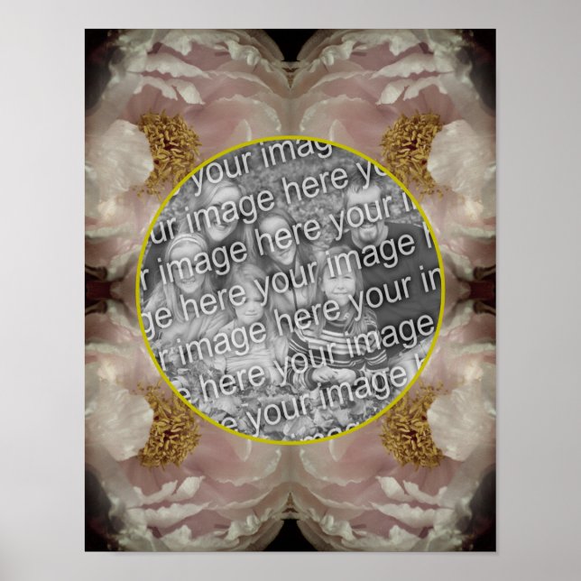 Poster Moldura de Flor Peônia Rosa Crie Sua Própria Foto (Frente)