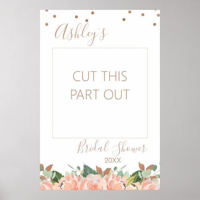 Poster Moldura de Foto Booth de Casamento em Rose Gold (Frente)