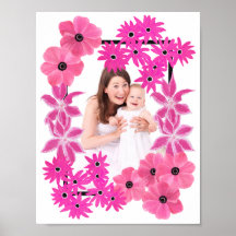 Moldura de Foto de Flores Pintadas de Rosa