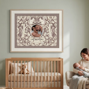 Poster Moldura de Foto Personalizada para Berçário Flores