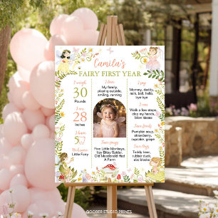 Poster Moldura de Jardim Floral Fada Primeiro Ano Foto Ma