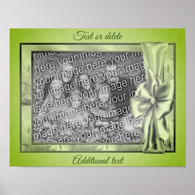 Poster Moldura de Laço de Cetim Verde Crie Sua Própria Fo (Frente)