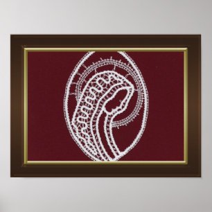 Poster Moldura de madeira castanha com borda dourada com 