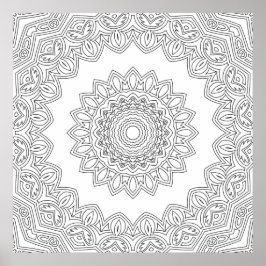 Poster Moldura de Mandala Floral Camada com Centro Aberto
