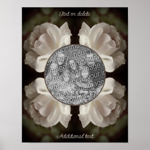 Poster Moldura de Rosa com Gota de Chuva Vintage Crie Sua