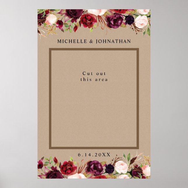 Poster Moldura de Selfie para Foto de Floral Kraft Rústic (Frente)