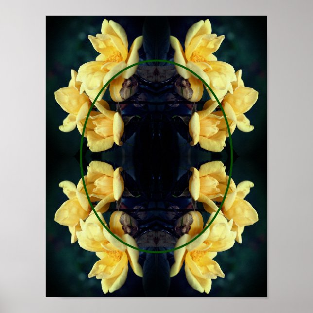 Poster Moldura de Trio de Rosa Amarela Crie Sua Própria F (Frente)