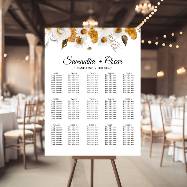 Poster Moldura Floral Amarelo e Branco do Autumn (Criador carregado)