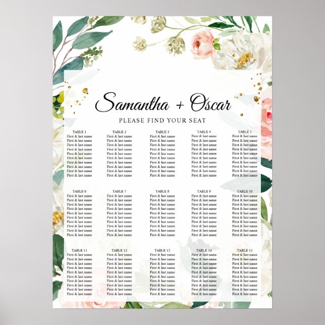 Poster Moldura Floral de Cor de Água Rosa Escamuflada Ele (Frente)