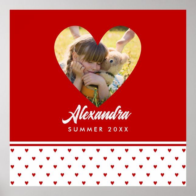 Poster Moldura Moderna Coração Vermelho Foto Personalizad (Frente)