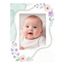 Moldura Ondulada Floral Pastel em Aquarela Vazia