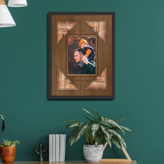 Poster Moldura Personalizada com Padrão de Madeira Rústic (Criador carregado)