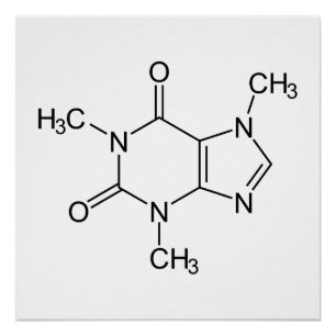 Pôster Molécula de Cafeína Química Café Átomos