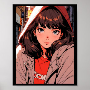 Poster Moletom Confortável de Anime Retrô Luzes Noturnas