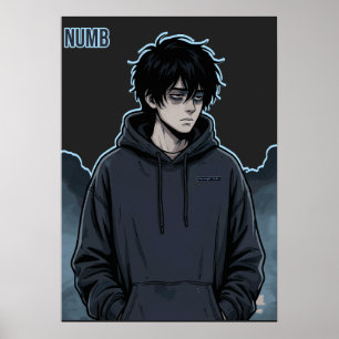 Poster Moletom de Menino Anime Sombrio e Insensível Estét