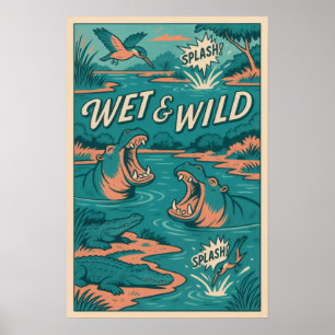 Poster Molhado e Criaturas de Rio Selvagem