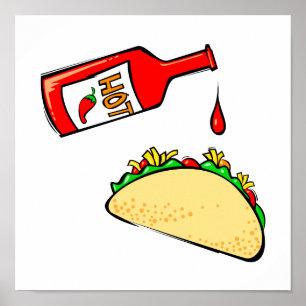 Pôster Molho quente pingando no taco