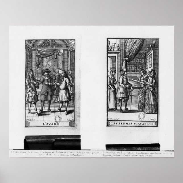 Pôster Moliere, frontispício para "O Miser" (Frente)