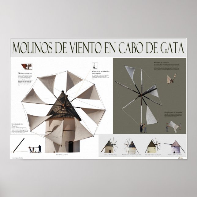 Poster Molinos de viento en el Cabo de Gata (Almería) (Frente)
