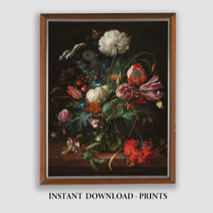 Poster Molody Floral Oil Painting, Antiquamente Escuro, V